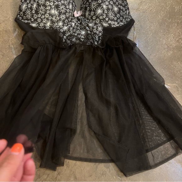 Victoria’s Secret Black “Dream Angels” High Neck Pattern Babydoll with Underwire - Picture 2 of 8